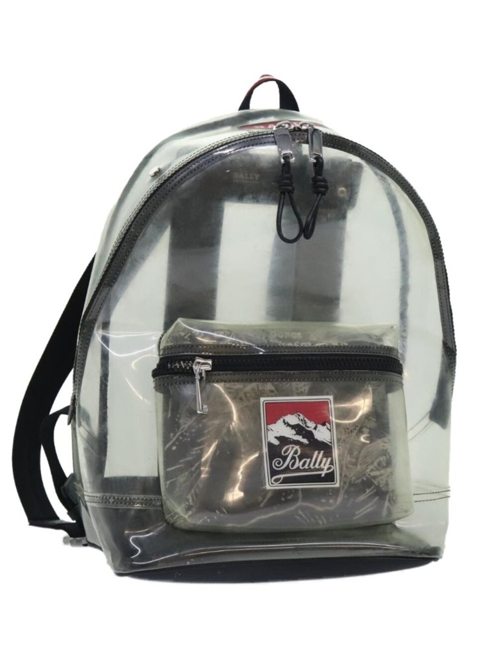 BALLY Backpack Vinyl Clear Black Silver
